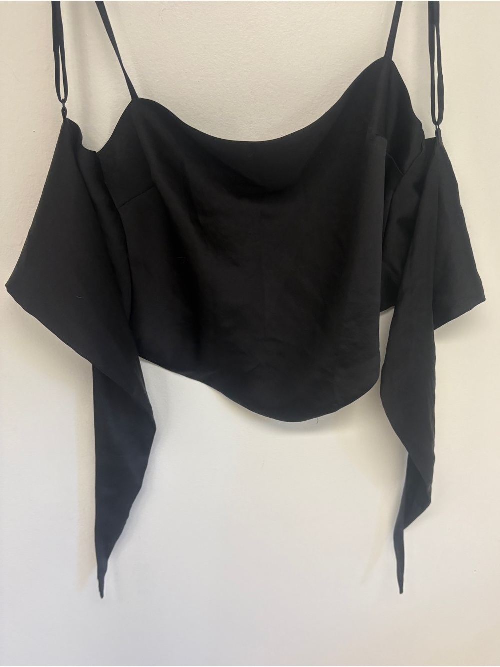 Sunday Best Black Satin Tie Back Cami Top